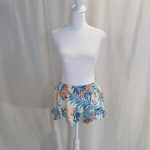 Rip Curl Size Small Tropical Ruffled Shorts Turquoise/Orange